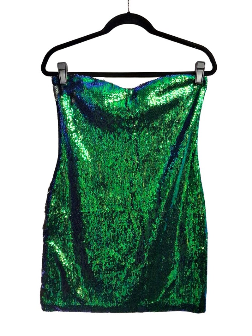 AS U WISH Green Sequin Dress Bodycon Mini Colorful Blue Mermaid Large NWT
